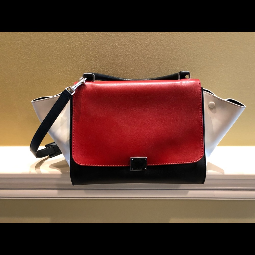 Celine - Trapeze Bag - Red/Black/White